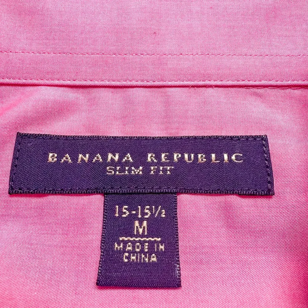 Banana Republic Shirt Mens Medium Slim Pink Outdoor Business Casual Preppy Work‎